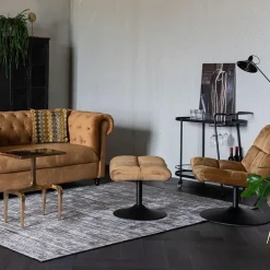 Dutchbone Hockers|Hocker Bar Velvet Goud Bruin