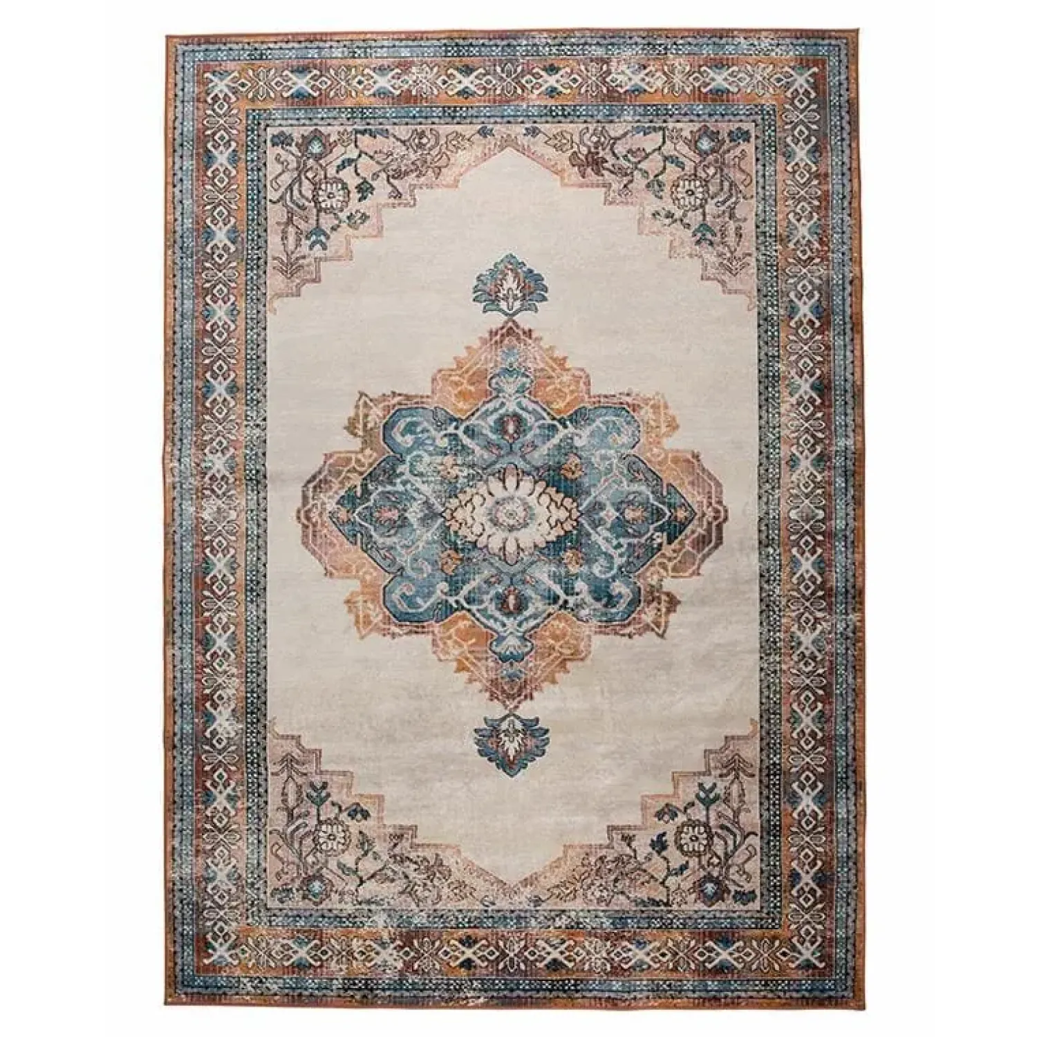 Dutchbone Vloerkleden|Mahal Vloerkleed Blauw Brick 200x300cm