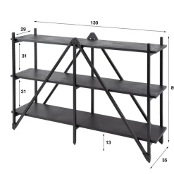 Kalfort Wandkasten|Industriele Kasten|Eddy Wandrek 3 laags Antraciet 130cm