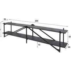 Kalfort Industriele Kasten|Tv Meubels|Eddy XL Tv-meubel metaal Antraciet 220cm