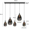 Steinmex Hanglampen|Glazen Hanglamp|Edgar 5-lichts Hanglamp Smoke Glas