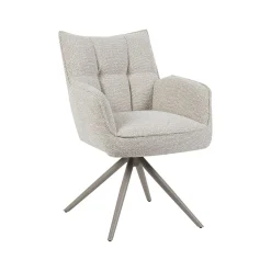 Label51 Eetkamerstoelen|Eetkamerstoel Amalfi Naturel Boucle met Taupe poot