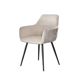 Kalfort Eetkamerstoelen|Eetkamerstoel Angie Ribstof Gebroken 57cm Wit