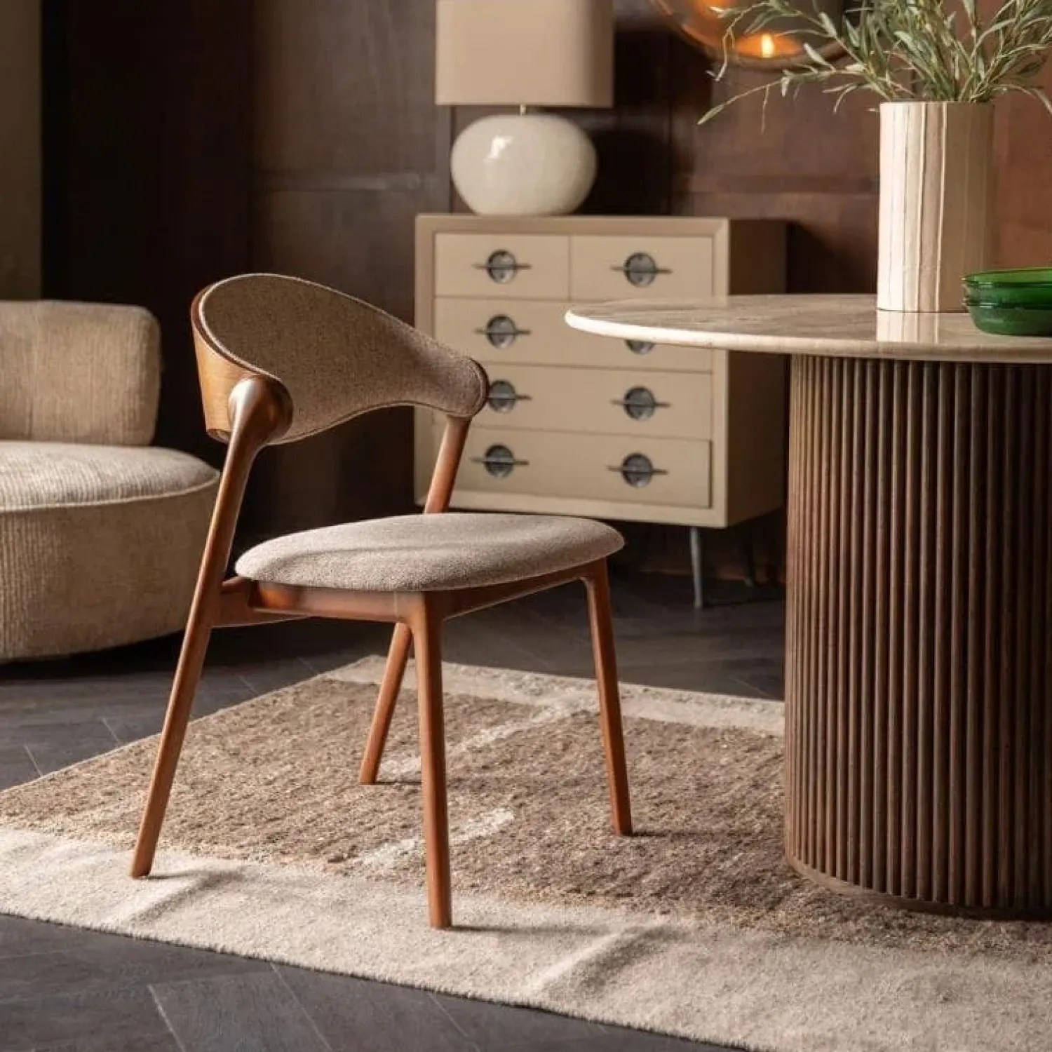 Dutchbone Eetkamerstoelen|Eetkamerstoel Babington Walnoot
