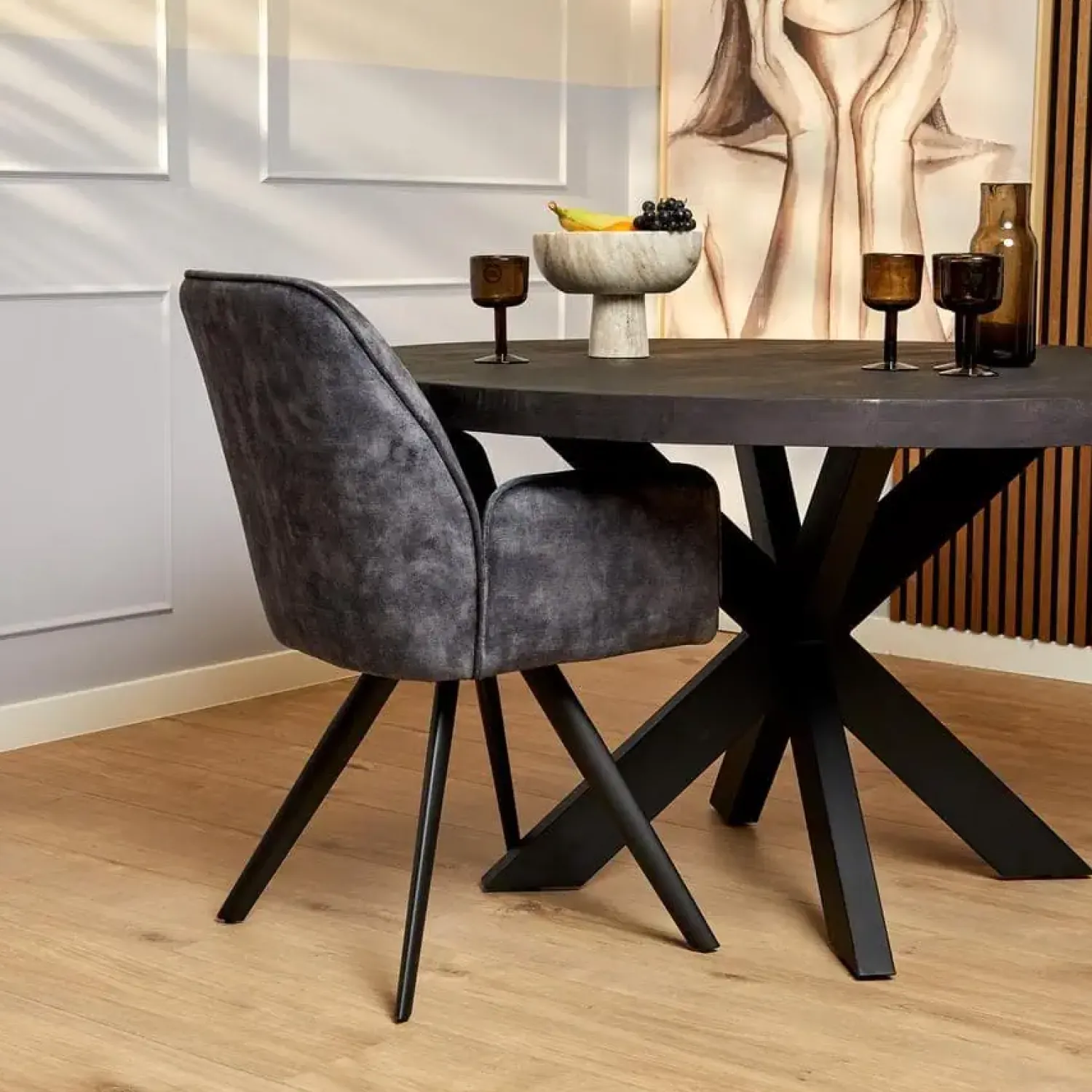 Furndea Eetkamerstoelen|Eetkamerstoel Brigitte Antraciet