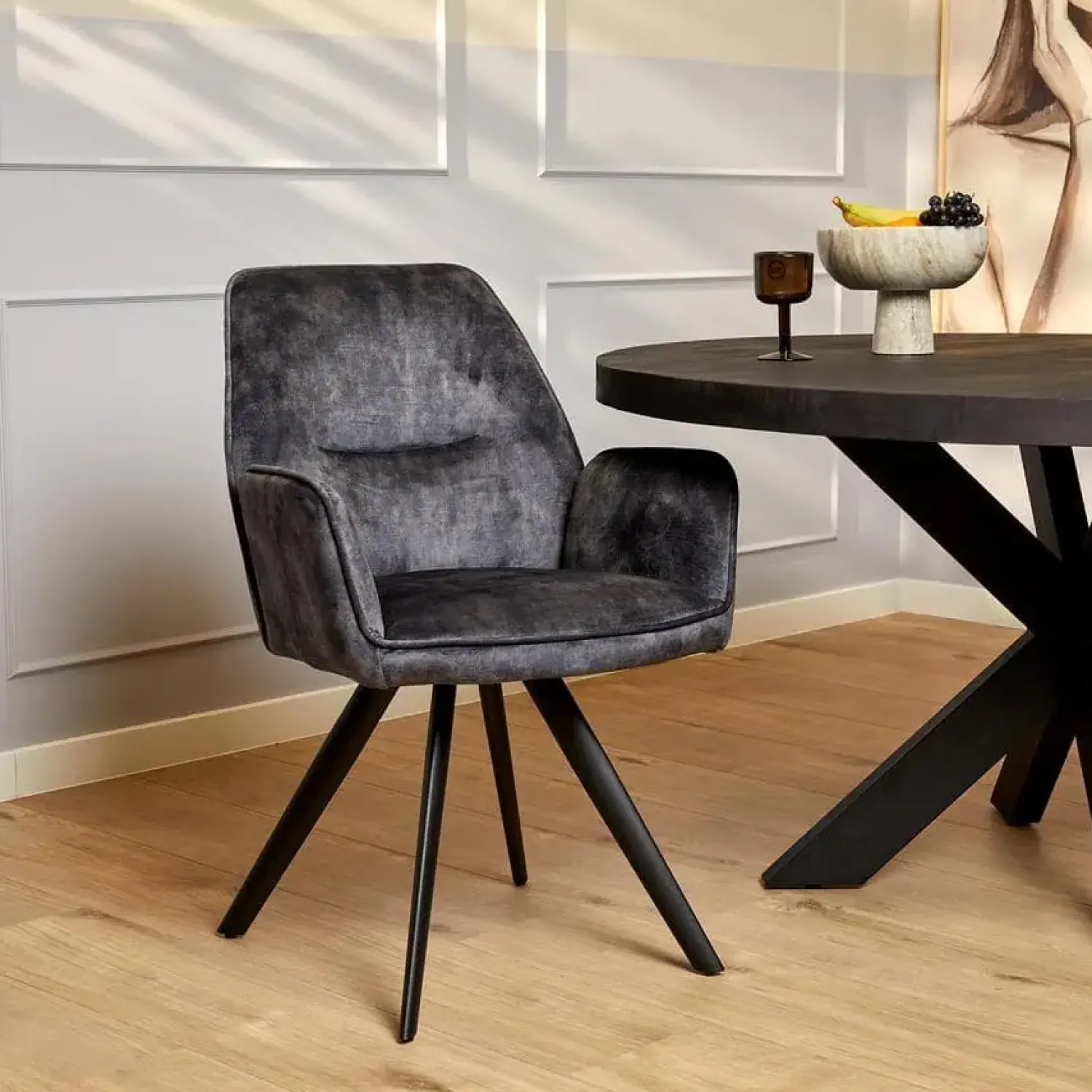 Furndea Eetkamerstoelen|Eetkamerstoel Brigitte Antraciet