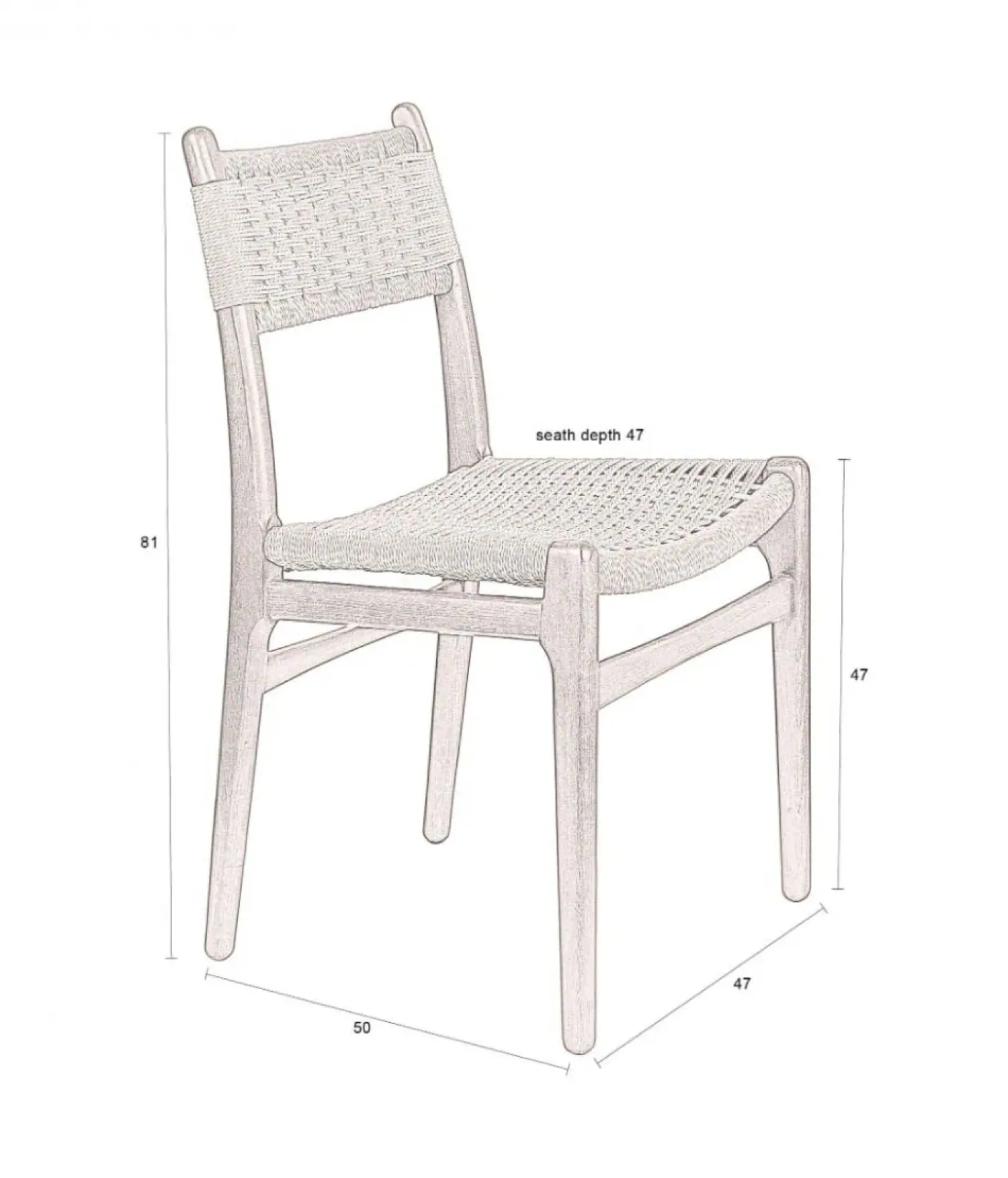 Dutchbone Eetkamerstoelen|Eetkamerstoel Cecile 47cm