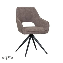 Label51 Eetkamerstoelen|Eetkamerstoel Finley Bruin Boucle
