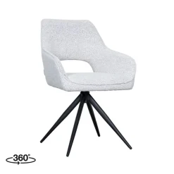 Label51 Eetkamerstoelen|Eetkamerstoel Finley Wit Boucle