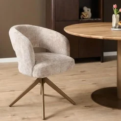Furndea Eetkamerstoelen|Eetkamerstoel Lana Beige met bronzen poot