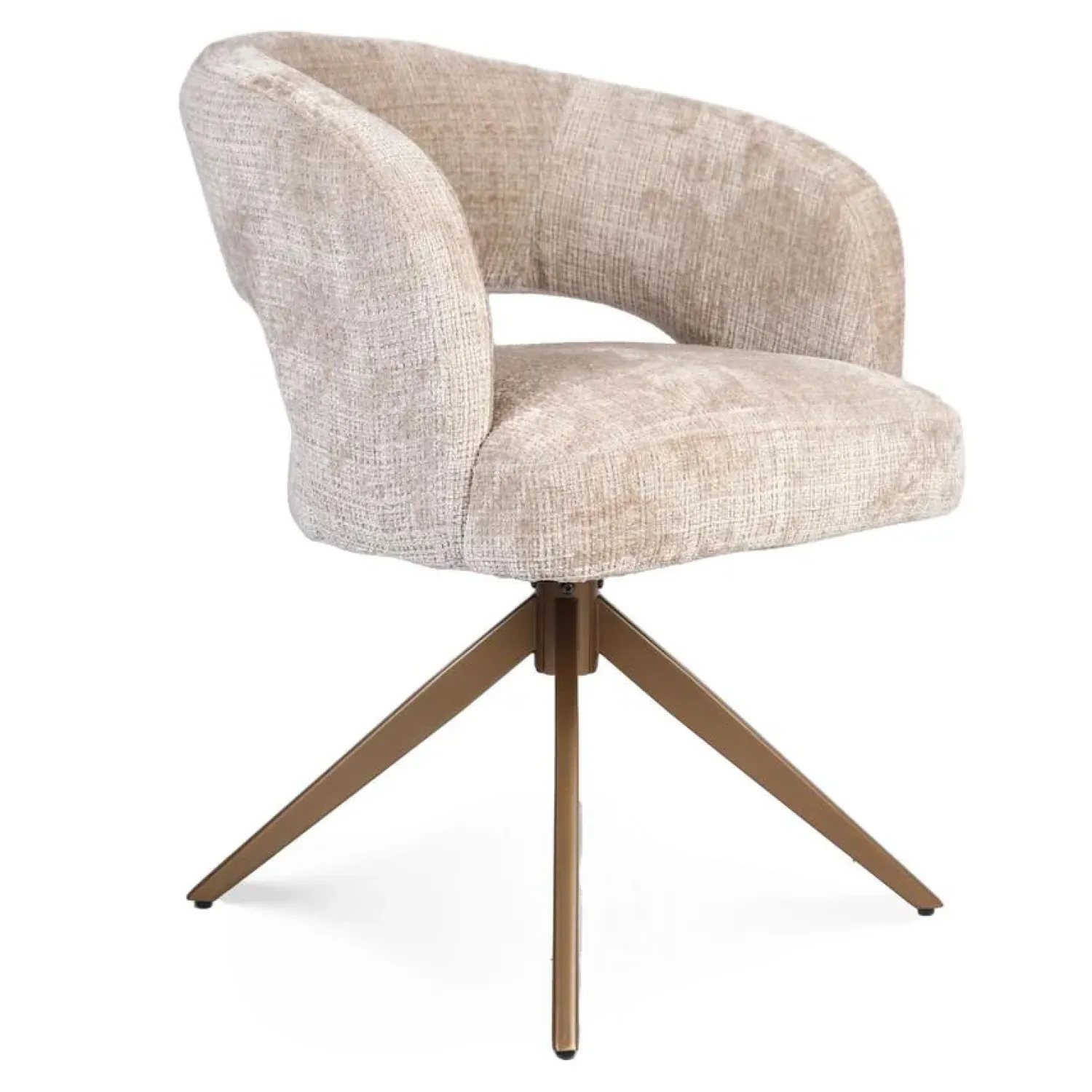 Furndea Eetkamerstoelen|Eetkamerstoel Lana Beige met bronzen poot