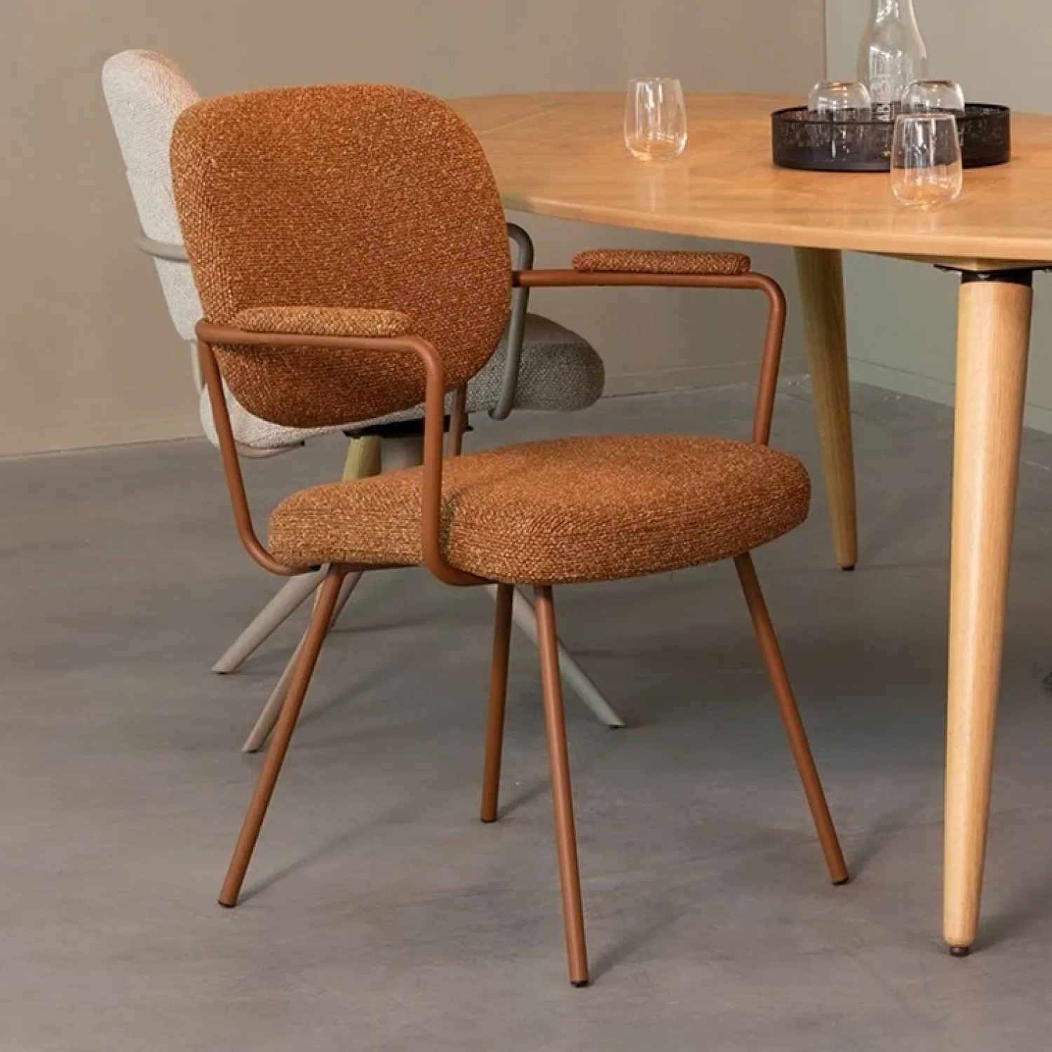 Label51 Eetkamerstoelen|Eetkamerstoel Lausanne Coral Boucle