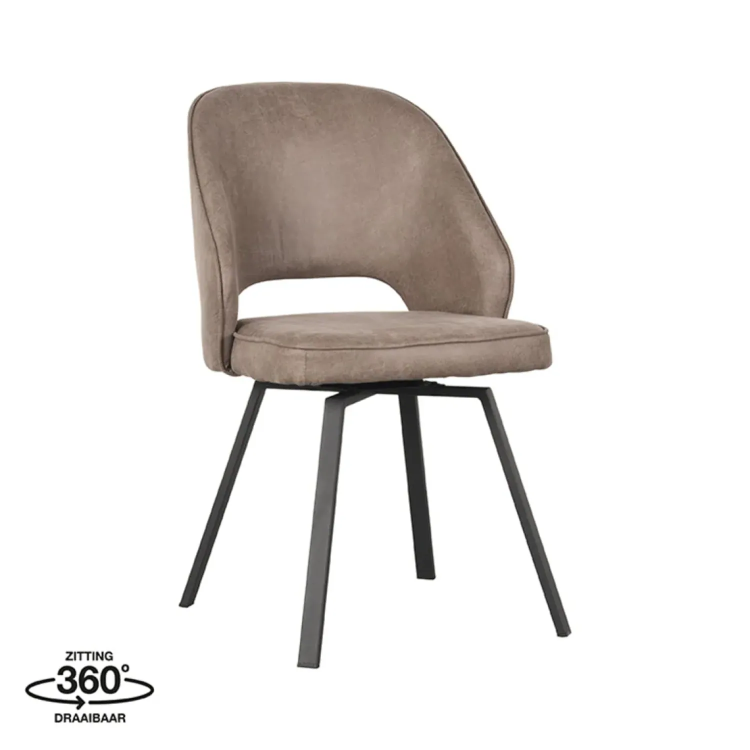 Label51 Eetkamerstoelen|Eetkamerstoel Lewis Taupe Micro Suede