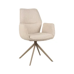 Label51 Eetkamerstoelen|Eetkamerstoel Mellow Boucle met bruin onderstel 58cm