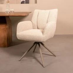 Label51 Eetkamerstoelen|Eetkamerstoel Padua Naturel Boucle met Taupe poot