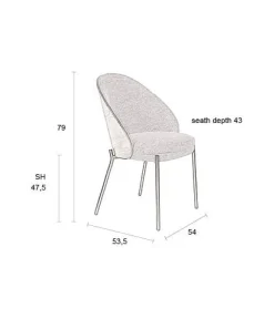 Dutchbone Eetkamerstoelen|Eetkamerstoel Rodin Grijs 54cm
