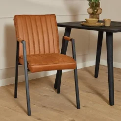 Furndea Eetkamerstoelen|Eetkamerstoel Ronda met armleuning cognac
