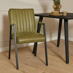 Furndea Eetkamerstoelen|Eetkamerstoel Ronda met armleuning mosgroen