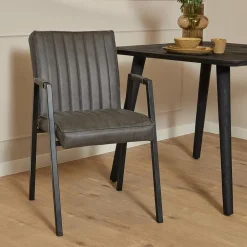 Furndea Eetkamerstoelen|Eetkamerstoel Ronda met armleuning antraciet