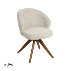 Label51 Eetkamerstoelen|Eetkamerstoel Sabi Naturel Boucle met Walnoot poot