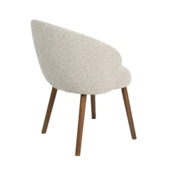 Label51 Eetkamerstoelen|Eetkamerstoel Shiro Naturel Boucle met Walnoot poot