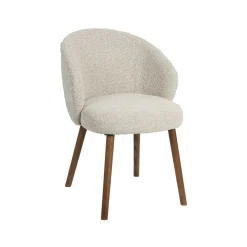 Label51 Eetkamerstoelen|Eetkamerstoel Shiro Naturel Boucle met Walnoot poot