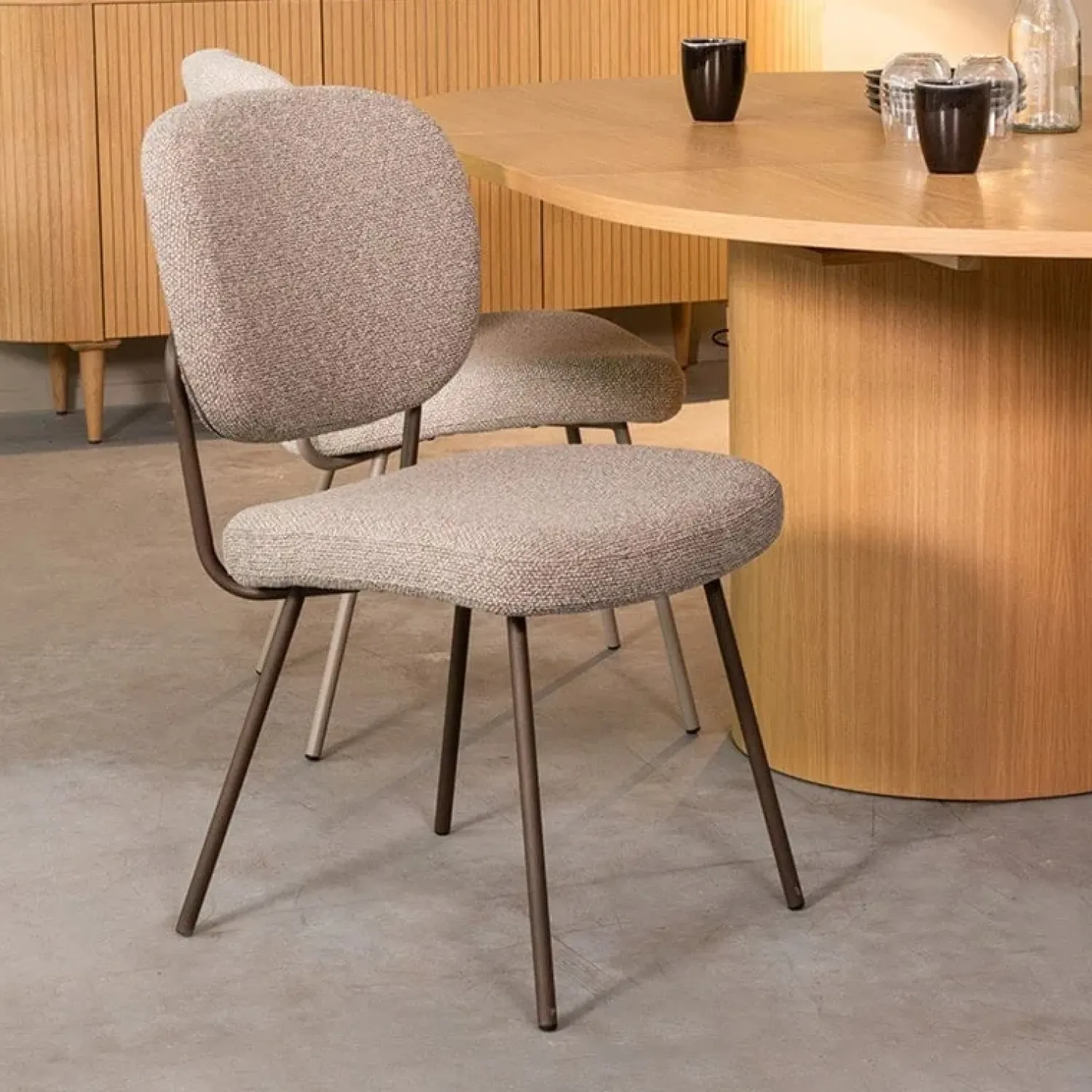 Label51 Eetkamerstoelen|Eetkamerstoel Singapore Grijs Boucle
