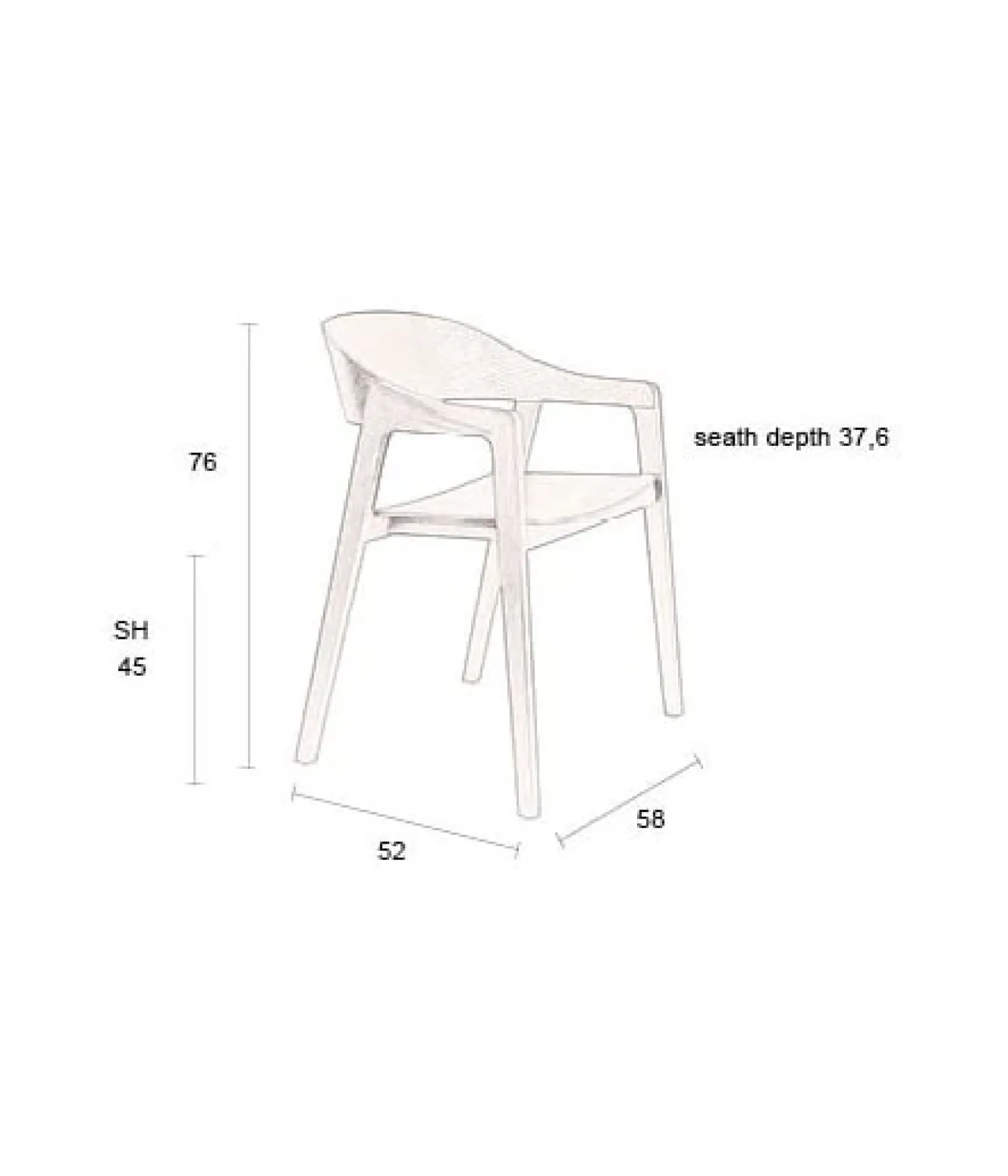 Dutchbone Eetkamerstoelen|Eetkamerstoel Westlake Walnoot 58cm