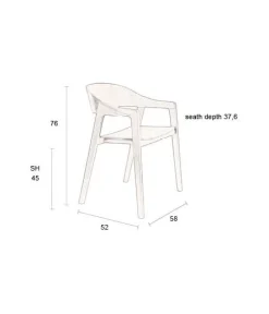 Dutchbone Eetkamerstoelen|Eetkamerstoel Westlake Zwart 58cm