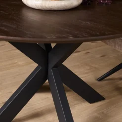 Furndea Eettafels|Eettafel Martin rond Walnoot Zwarte poot 130cm