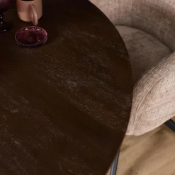 Furndea Eettafels|Eettafel Martin rond Walnoot Zwarte poot 130cm