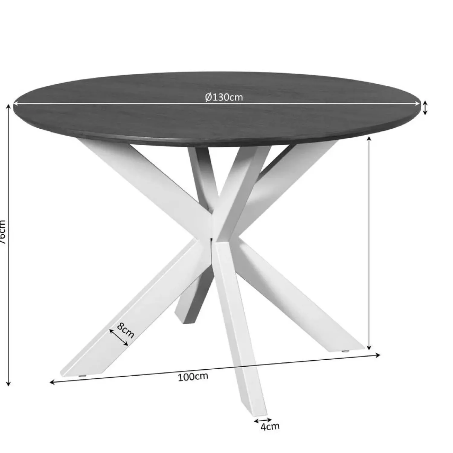 Furndea Eettafels|Eettafel Martin rond Walnoot Zwarte poot 130cm