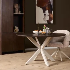 Furndea Eettafels|Eettafel Martin rond Walnoot Zand poot 110cm