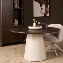 Furndea Eettafels|Eettafel Martin rond Walnoot Zand Dichte poot 150cm