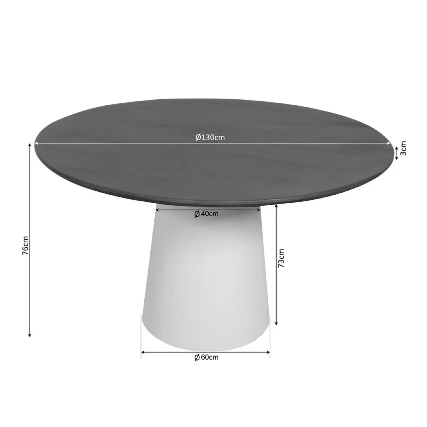 Furndea Eettafels|Eettafel Martin rond Walnoot Zand Dichte poot 130cm
