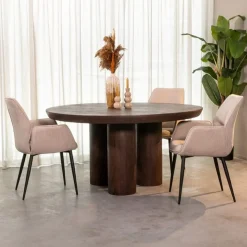 Label51 Eettafels|Eettafel Olly Espresso Mangohout 150cm Rond