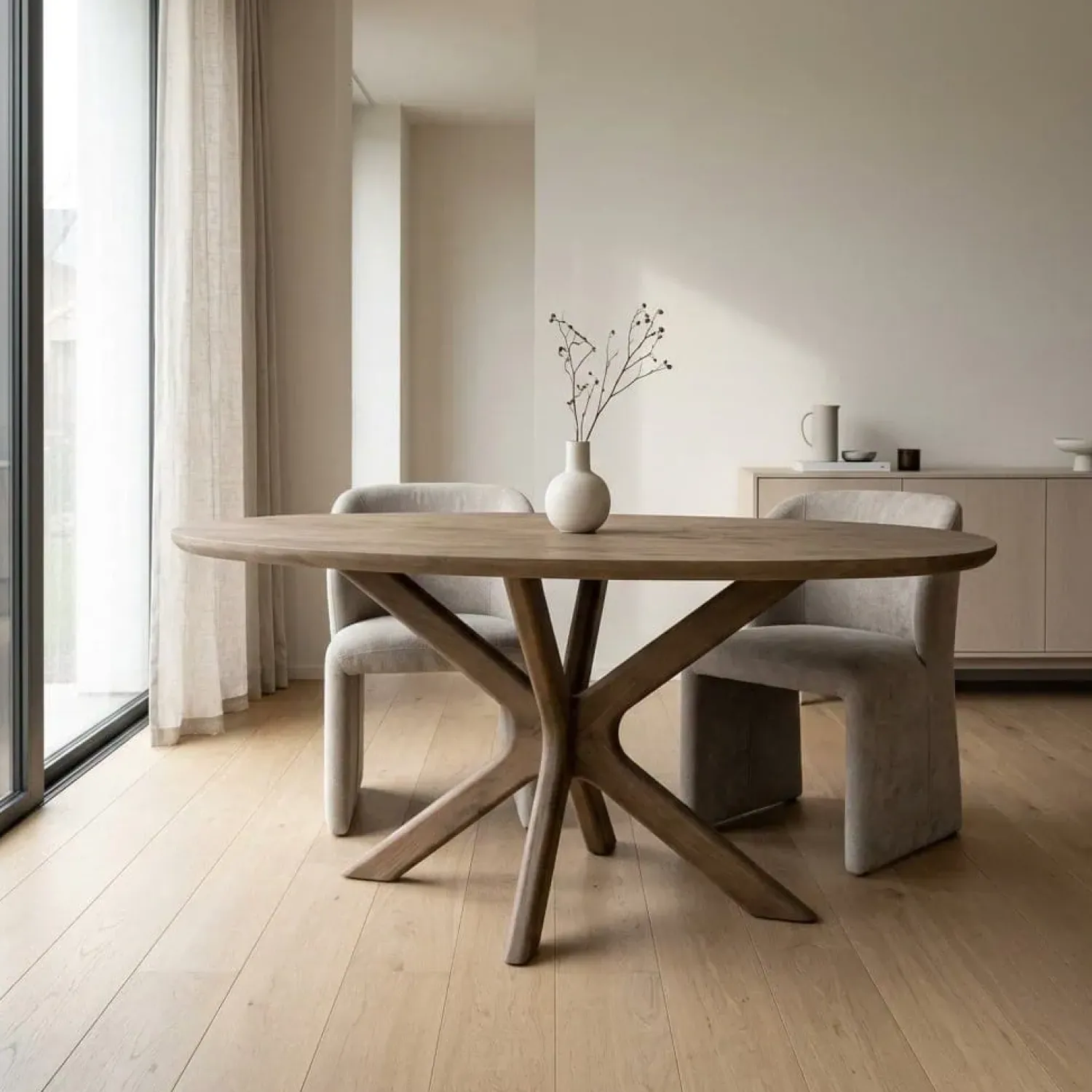 Eleonora Eettafels|Eettafel Tycho ovaal Lichtbruin mangohout 160cm