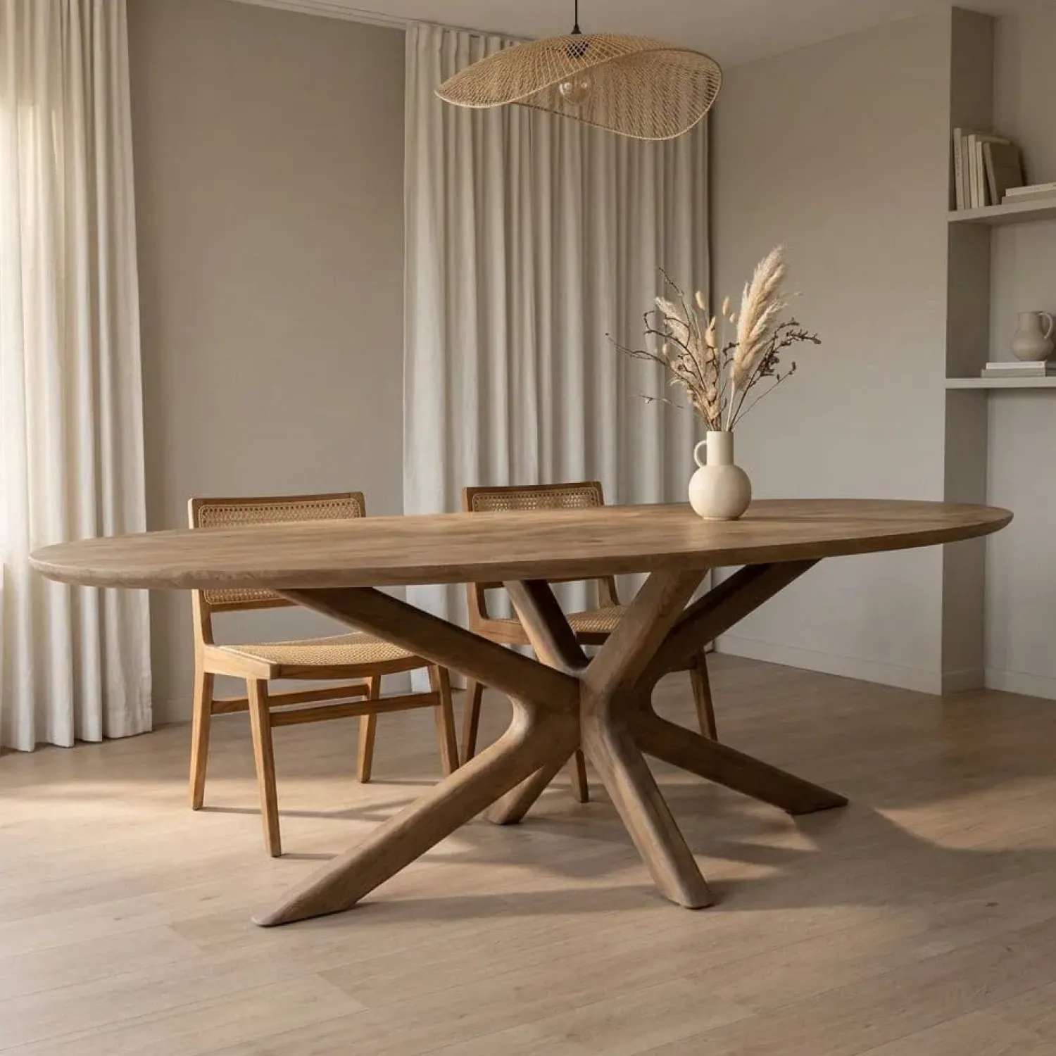 Eleonora Eettafels|Eettafel Tycho ovaal Lichtbruin mangohout 260cm