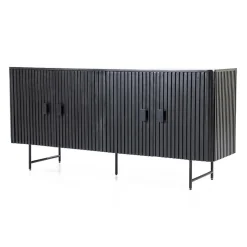 Eleonora Dressoirs|Industriele Kasten|dressoir mangohout Remi zwart (4-deurs) - 170cm
