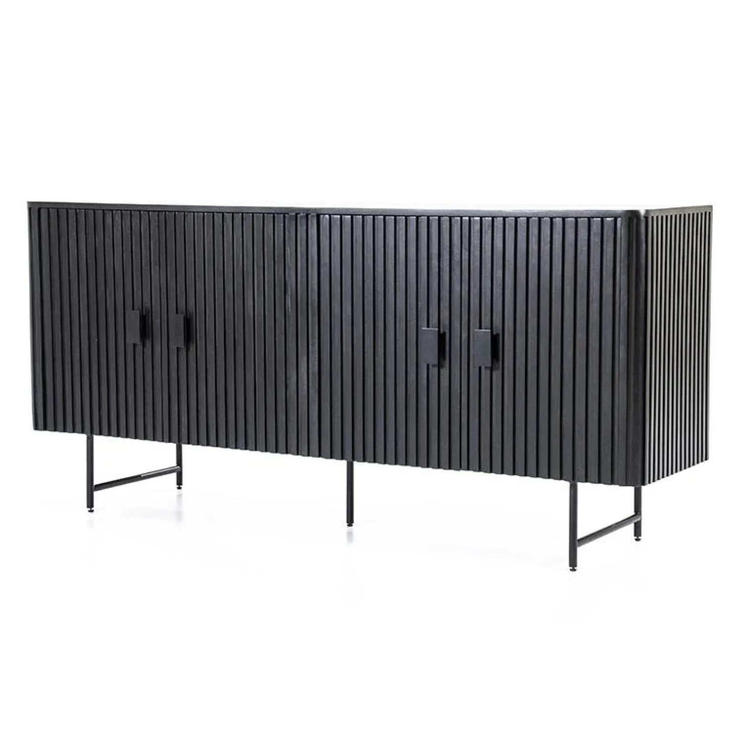 Eleonora Dressoirs|Industriele Kasten|dressoir mangohout Remi zwart (4-deurs) - 170cm