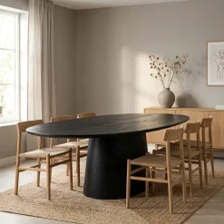 Eleonora Eettafels|eettafel Aron ovaal 250×110 zwart