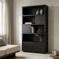 Eleonora Vakkenkasten|Boekenkasten|vakkenkast Helsinki 120x220cm zwart