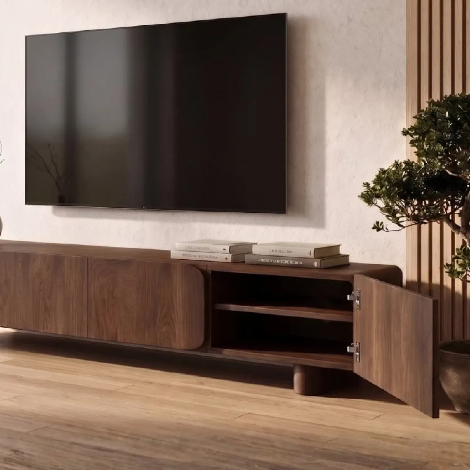 Vane Living Industriele Kasten|Tv Meubels|Elin Tv meubel Walnoot Pootjes 230 cm