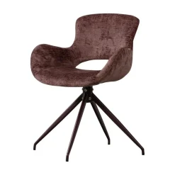 WOOOD Eetkamerstoelen|Eliva Eetkamerstoel structure velvet paars set van 2