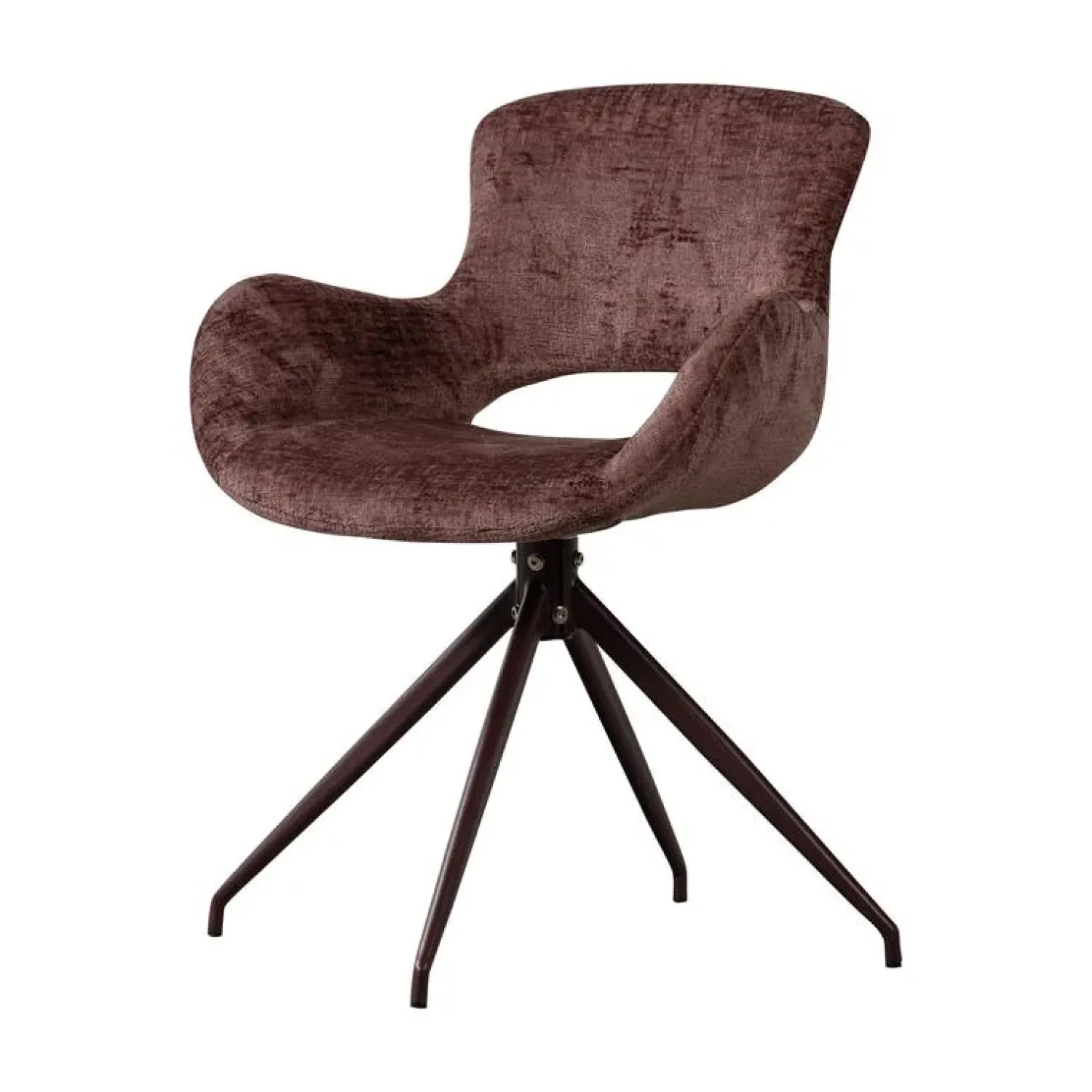 WOOOD Eetkamerstoelen|Eliva Eetkamerstoel structure velvet paars set van 2