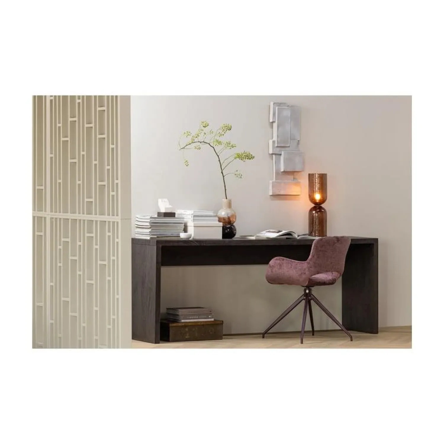 WOOOD Eetkamerstoelen|Eliva Eetkamerstoel structure velvet paars set van 2