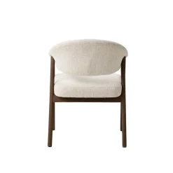 LykkeHome Eetkamerstoelen|Eliza Eetkamerstoel zand met walnoot poot
