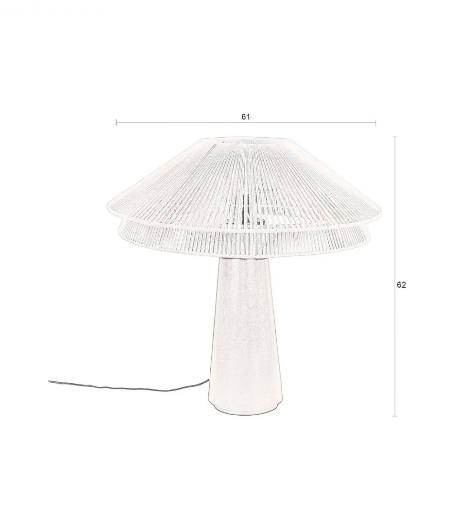 Dutchbone Tafellampen|Elon 1-lichts Tafellamp Wit 61cm