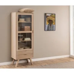 Nordhavn Vitrinekasten|Industriele Kasten|Eloria Vitrinekast hoog Naturel 72cm