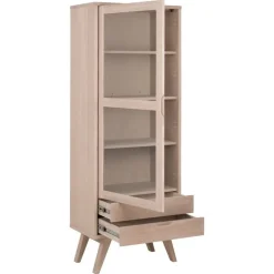 Nordhavn Vitrinekasten|Industriele Kasten|Eloria Vitrinekast hoog Naturel 72cm